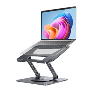 vajun with 360 swivel baseadjustable laptop stand,metal stand for desktop folding laptop, compatible with 10 to 15.6 inch laptops (grey)