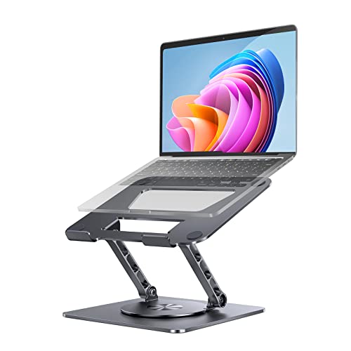 VAJUN with 360 Swivel baseAdjustable Laptop Stand,Metal Stand for Desktop Folding Laptop, Compatible with 10 to 15.6 inch laptops (Grey)