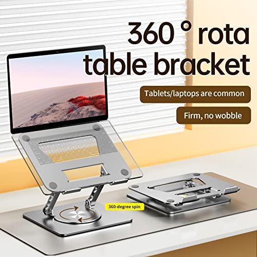 VAJUN with 360 Swivel baseAdjustable Laptop Stand,Metal Stand for Desktop Folding Laptop, Compatible with 10 to 15.6 inch laptops (Grey)