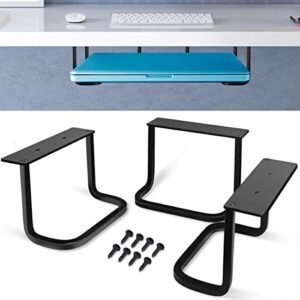 under desk laptop mount, under desk shelf bracket compatible with devices tall maximum 2.7”, aluminum under desk laptop holder stand tray for laptop, macbook, keyboard, modem, playstation 4 & more