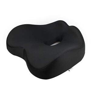newsty pressure relief seat cushion for long sitting hours on office, home chair, car memory foam office chair cushion for back, coccyx, tailbone pain relief（black）