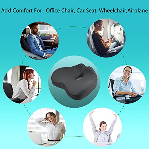 Newsty Pressure Relief Seat Cushion for Long Sitting Hours on Office, Home Chair, Car Memory Foam Office Chair Cushion for Back, Coccyx, Tailbone Pain Relief（Black）