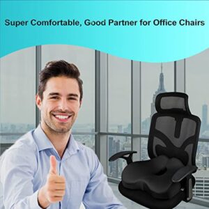 Newsty Pressure Relief Seat Cushion for Long Sitting Hours on Office, Home Chair, Car Memory Foam Office Chair Cushion for Back, Coccyx, Tailbone Pain Relief（Black）