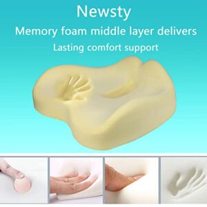 Newsty Pressure Relief Seat Cushion for Long Sitting Hours on Office, Home Chair, Car Memory Foam Office Chair Cushion for Back, Coccyx, Tailbone Pain Relief（Black）