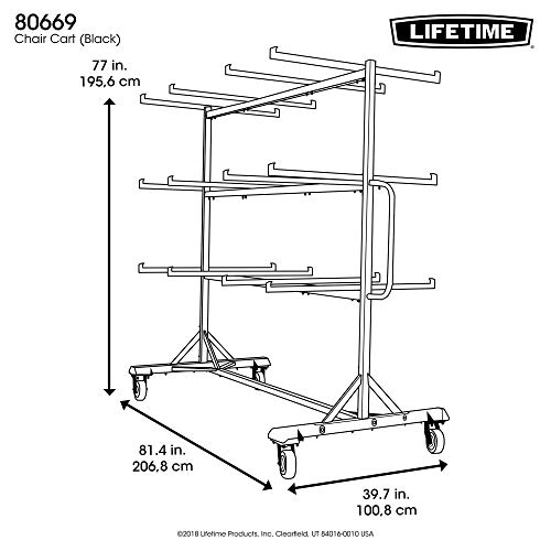 LIFETIME 80669 Upright Chair Storage Cart, Black