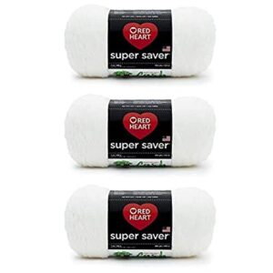 red heart super saver yarn, 3 pack, white 3 count