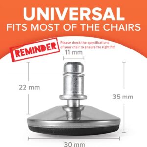 Office Chair Bell Glides Replacement, Replace Swivel Caster Wheels to Fixed Stationary Foot, Dia 7/16"(11mm) stem fit Most Office Chair, Anti-Slip Low Profile Bell Glides Feet Set of 5