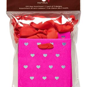 Papyrus 5" Small Gift Bags (Pink Stripes and Hearts) for Birthdays, Bridal Showers, Baby Showers and All Occasions (6 Bags)