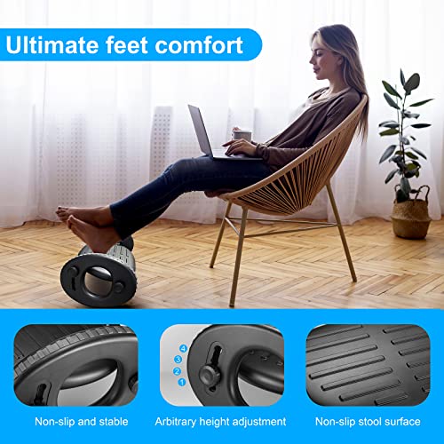 Adjustable Foot Rest Under Desk, Ergonomic Office Foot Rest Under Desk, Rocking Gaming Foot Rest, Piano Foot Stool with 4 Height Position for Home, Office