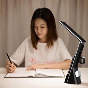 LumiCharge Smart Desk Lamp - LED Desk Lamp with Wireless Charger, USB Charging Port, Digital Clock Display, Alarm, 3 Light Modes - Compatible with iWatch, iPhone & Airpods - Foldable Table Desk Lamp