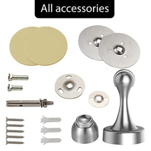 2 Pack(304)Door Stoppers, ASHGOOB Magnetic Door Stop Door Catch, Brushed Nickel Stainless Steel(304)Door Stopper Wall Protector, Double-Sided Adhesive Tape No Drilling, Screws for Stronger Wall Mount