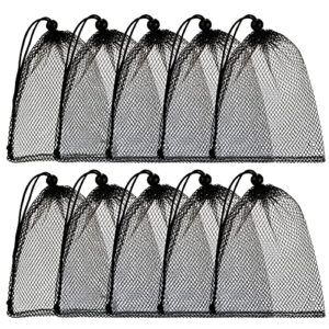 10 pieces mesh bags drawstring laundry bags large nylon mesh bags small gift bag dishwasher bag with sliding drawstring for kitchen jewelry toys gifts wedding favour home (black, 5.5 x 7.5 inch)