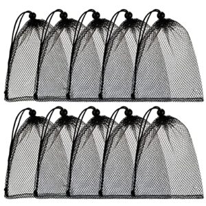 10 Pieces Mesh Bags Drawstring Laundry Bags Large Nylon Mesh Bags Small Gift Bag Dishwasher Bag with Sliding Drawstring for Kitchen Jewelry Toys Gifts Wedding Favour Home (Black, 5.5 x 7.5 Inch)