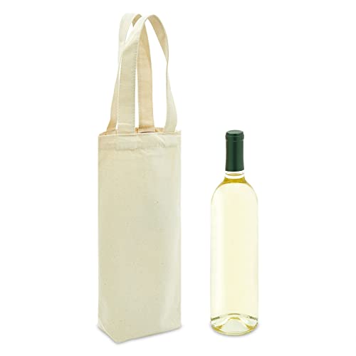 Canvas Wine Carrying Bags with Handles, Bottle Gift Totes (6 Pack)