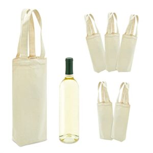 Canvas Wine Carrying Bags with Handles, Bottle Gift Totes (6 Pack)