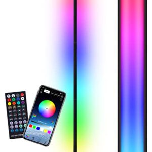 WITHINSAFE Corner Floor Lamp - RGB Color Changing Mood Lighting Lamp - 56.7" Dimmable Music and Voice Sync Bluetooth App and Remote Control LED Corner Light for Living Room, Bedroom