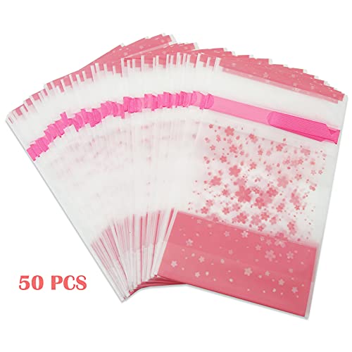Vowcarol 50pcs Party Favor Bags, Treat Bags Drawstring Gift Bags, Goodie Bags Small Gift Bags Bulk- Cherry blossoms