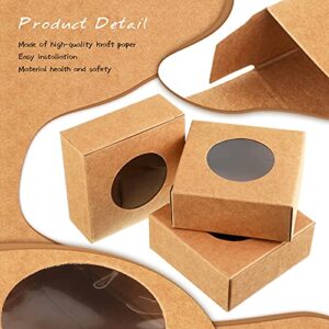 30 Pieces Kraft Paper Box with Clear Window Homemade Soap Boxes Presents Packaging Boxes for Bakery Cookies Cake Candy Soap Packaging Birthday Gift Boxes (Original,3 x 3 x 1.2 Inch)