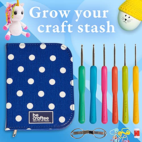 BeCraftee Crochet Hooks Kit - 31 Piece Set with 9 Ergonomic Hook Sizes, 6 Yarn Needles, Additional Knitting & Crochet Supplies and Carrying Case﻿