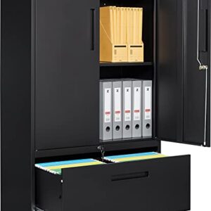 Fesbos Metal Storage Cabinets with Lockable Drawers and Doors, Lateral File Cabinets Metal Filing Cabinet for Home Office Hanging Files Letter/Legal/F4/A4 Size Files