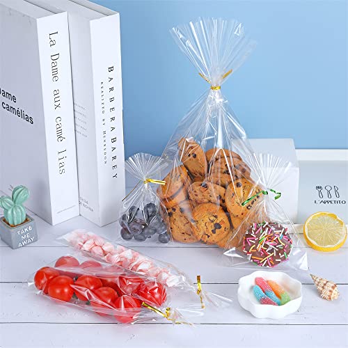 200 PCS Clear Treat Bags Thick OPP Plastic Cello Bags for Wedding Cookie Birthday Cake Pops Gift Candy Buffet Supplies (2'' x 10'')