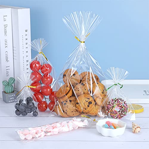 200 PCS Clear Treat Bags Thick OPP Plastic Cello Bags for Wedding Cookie Birthday Cake Pops Gift Candy Buffet Supplies (2'' x 10'')