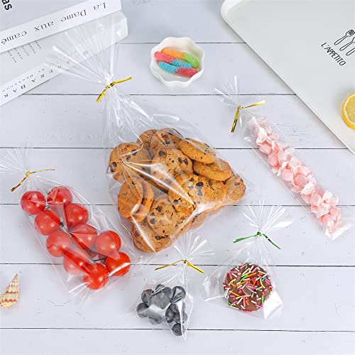 200 PCS Clear Treat Bags Thick OPP Plastic Cello Bags for Wedding Cookie Birthday Cake Pops Gift Candy Buffet Supplies (2'' x 10'')