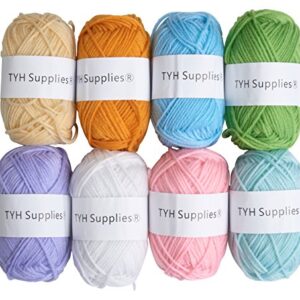 TYH Supplies 8 Acrylic Yarn Skeins | 560 Yard Soft Yarn Medium Weight for Knitting, Crochet, Craft Projects | 70 Yard Skeins | 8 Colors | Beginner Set | Light Color Collection