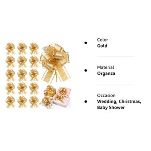 30 Pieces Christmas Gold Bows Large Gift Wrapping Pull Bows Ribbon Pull Bows Gift Bows for Xmas Holiday Decoration Baskets Gift Present(Gold)