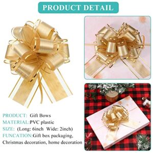 30 Pieces Christmas Gold Bows Large Gift Wrapping Pull Bows Ribbon Pull Bows Gift Bows for Xmas Holiday Decoration Baskets Gift Present(Gold)