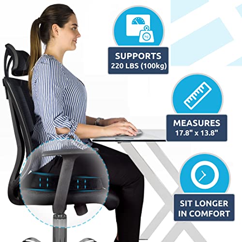 Ergonomic Innovations Gel Enhanced Memory Foam Seat Cushion for Office Chair, Coccyx Lower Back Support Tailbone Pain Relief Cushions, Work Chair Pad Pillow, Sciatica, Butt, Desk Chair Cushion