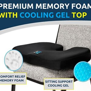 Ergonomic Innovations Gel Enhanced Memory Foam Seat Cushion for Office Chair, Coccyx Lower Back Support Tailbone Pain Relief Cushions, Work Chair Pad Pillow, Sciatica, Butt, Desk Chair Cushion