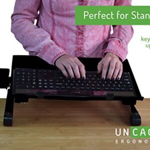 WorkEZ Keyboard and Mouse Tray ergonomic on-desk riser stand adjustable height angle negative tilt Raise computer keyboards to Standing Height sit stand-up standing accessories lift black