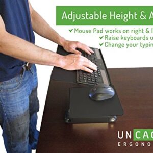 WorkEZ Keyboard and Mouse Tray ergonomic on-desk riser stand adjustable height angle negative tilt Raise computer keyboards to Standing Height sit stand-up standing accessories lift black