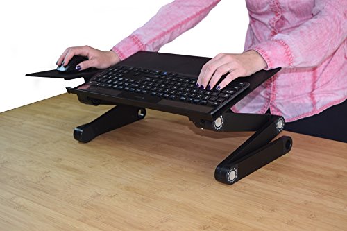 WorkEZ Keyboard and Mouse Tray ergonomic on-desk riser stand adjustable height angle negative tilt Raise computer keyboards to Standing Height sit stand-up standing accessories lift black