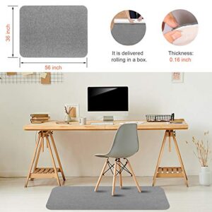 Vicwe Office Chair Mat, 1/6" Thick 56" x 36" Multi-Purpose Low Pile Desk Chair Mat for Hardwood Floor Only, Upgraded Version (Light Gray, 36"x56")