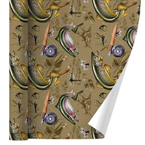 graphics & more trout stream fish fly fishing rod reel gift wrap wrapping paper rolls