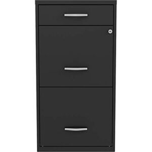 hirsh industries space solutions 18in deep 3 drawer metal organizer file cabinet black, letter size, fully assembled
