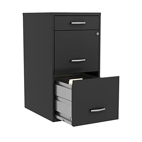 Hirsh Industries Space Solutions 18in Deep 3 Drawer Metal Organizer File Cabinet Black, Letter Size, Fully Assembled