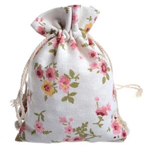 venxic 50pcs floral drawstring gift bags, christmas wedding bridal favor party shower birthday bags jewelry pouches sacks, 5.3 x 3.9 inch