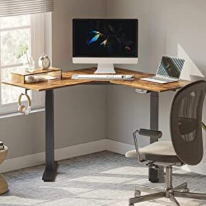 BANTI Dual Motor L-Shaped Electric Standing Desk, 48 Inches Adjustable Height Stand Up Desk, Sit Stand Home Office Desk with Rustic Brown Top/Black Frame