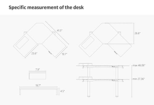 BANTI Dual Motor L-Shaped Electric Standing Desk, 48 Inches Adjustable Height Stand Up Desk, Sit Stand Home Office Desk with Rustic Brown Top/Black Frame