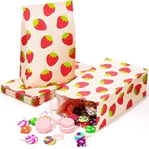 20 pieces strawberry paper bags strawberry party favor paper bags strawberry goodie bags snake candy treat bags for strawberry themed birthday party decoration supplies