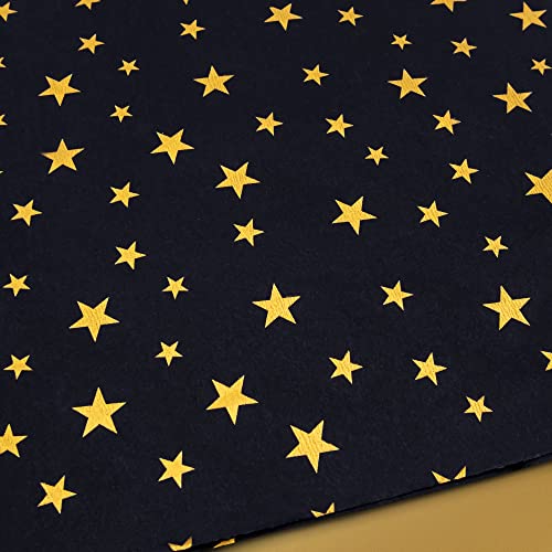 60 Sheets Black with Gold Star Tissue Paper,Black Tissue Paper for Gift Bags,Black Gift Wrapping Tissue for Halloween Christmas,Wedding,Birthday,Arts Crafts,14 x 20 Inch