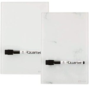 Quartet Glass Desktop Notepad, 9" x 6", Whiteboard, Dry Erase Surface, Marble/White,2 Pack (GDP96)