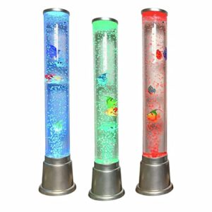 shop lc electric fake fish tank aquarium lamp with 6 led glowing colors changing lights and sensory bubble tube lamp – artificial fish tank with moving fish – night light sensory lamp