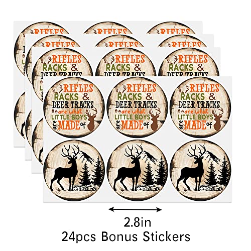 XGELUL Deer Hunting Party Favors Candy Bags with Stickers - Camo Goodie Gift Treat Bags - Deer Hunting Themed Birthday Party Supplies