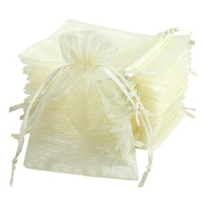 naler 120 pieces 2.7 x3.5 inch mini sheer drawstring organza bags jewelry sack pouches candy jewelry party wedding favor gift bags, beige