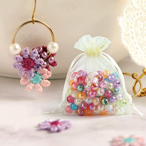 Naler 120 Pieces 2.7 x3.5 Inch Mini Sheer Drawstring Organza Bags Jewelry Sack Pouches Candy Jewelry Party Wedding Favor Gift Bags, Beige