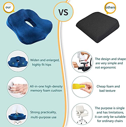 Seat Cushion for Office Chair - Completely Wraps The Hips - 100% Memory Foam Donut Cushion for Tailbone, Sciatica, Hemorrhoid, Coccyx Pain Relief - Perfect for Car, Wheelchair, Truck Drivers